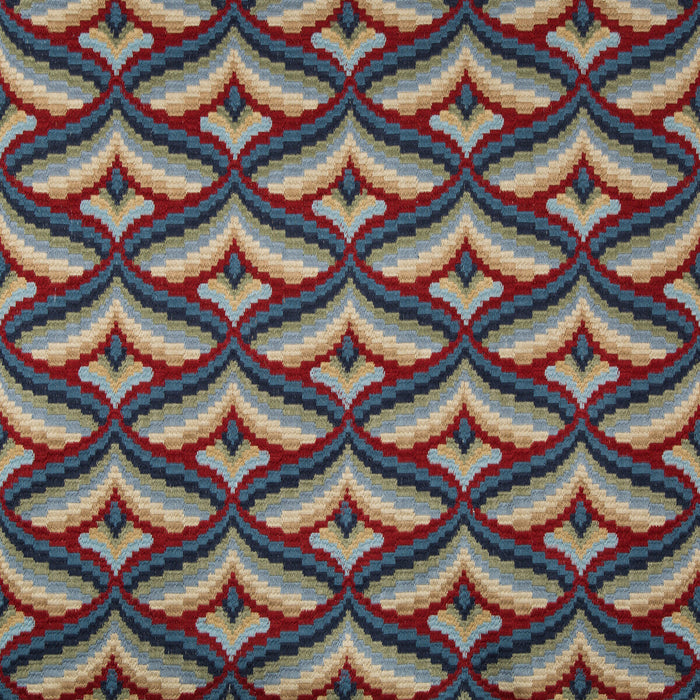 Lee Jofa Giles Embroidery Red/Blue Fabric 2019106.195.0