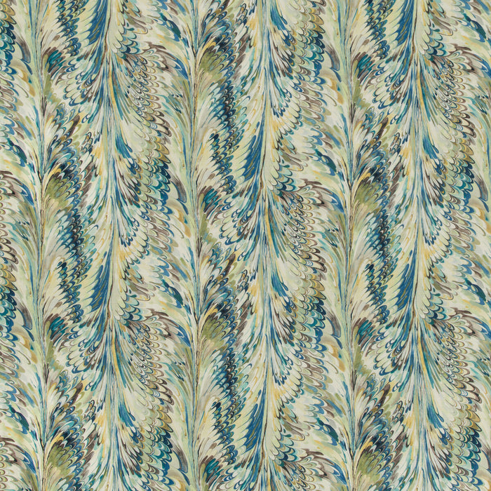 Lee Jofa Taplow Print Peacock/Gold Fabric 2019114.345.0