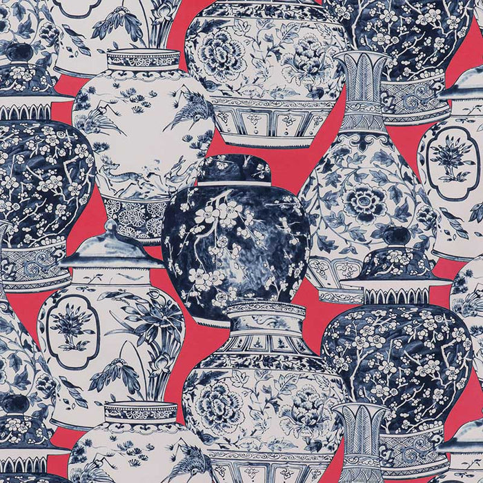 Lee Jofa Pandan Print Chili/Blue Fabric 2020194.1950.0