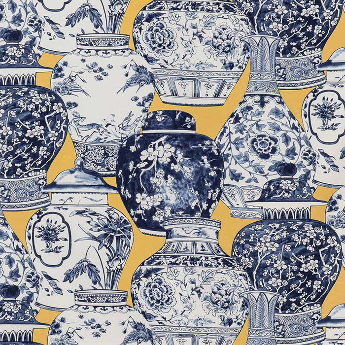 Lee Jofa Pandan Print Maize/Blue Fabric 2020194.504.0