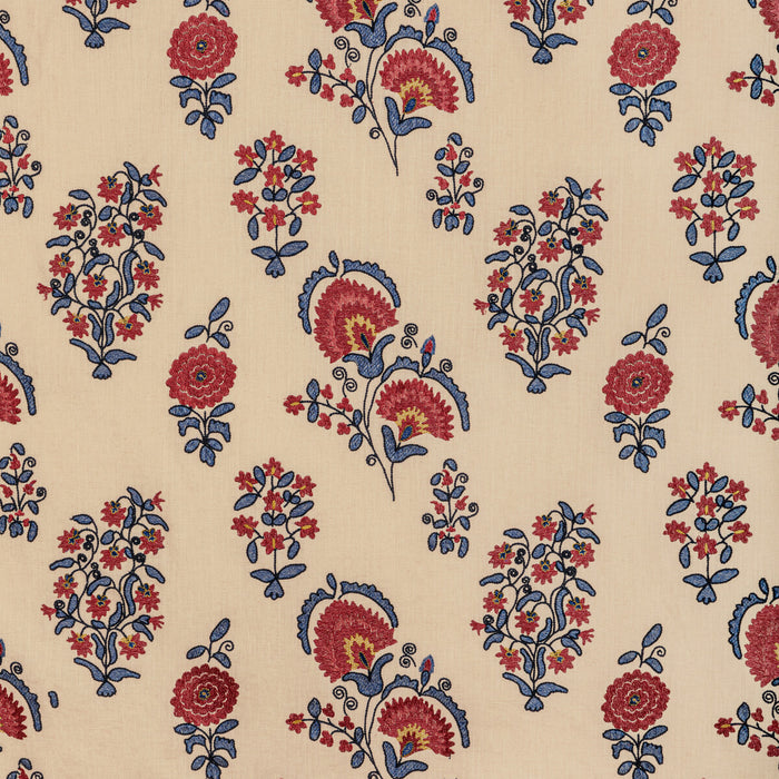 Lee Jofa Mead Embroidery Red/Blue Fabric 2022112.195.0