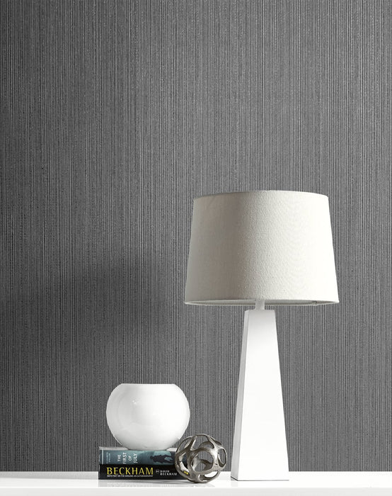 Etten Gallerie Natural Stria Gunmetal & Glitter Wallpaper 2231718