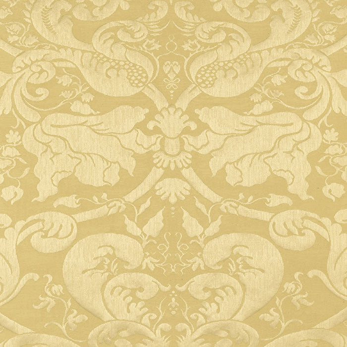 Schumacher Gavotte Brocatelle Damask Beige Fabric Sample 22551