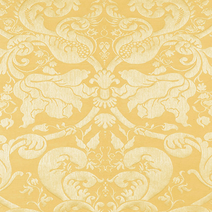 Schumacher Gavotte Brocatelle Damask Gold Fabric Sample 22552