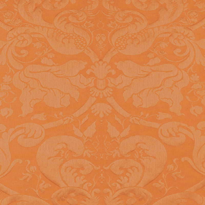 Schumacher Gavotte Brocatelle Damask Terracotta Fabric 22553