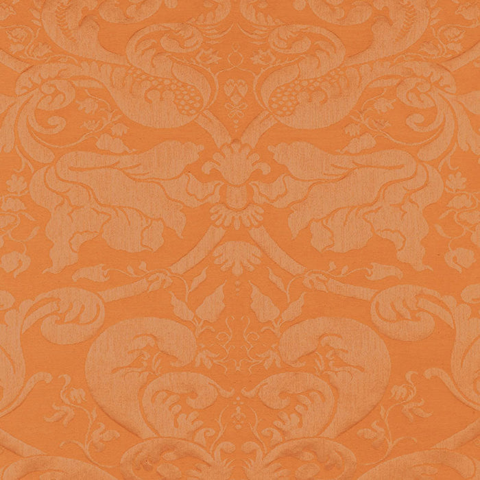 Schumacher Gavotte Brocatelle Damask Terracotta Fabric Sample 22553