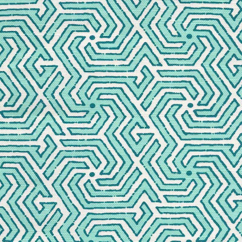 China Seas Maze Reverse Two Colors Turquoise Dk Turquoise Fabric 2520-01