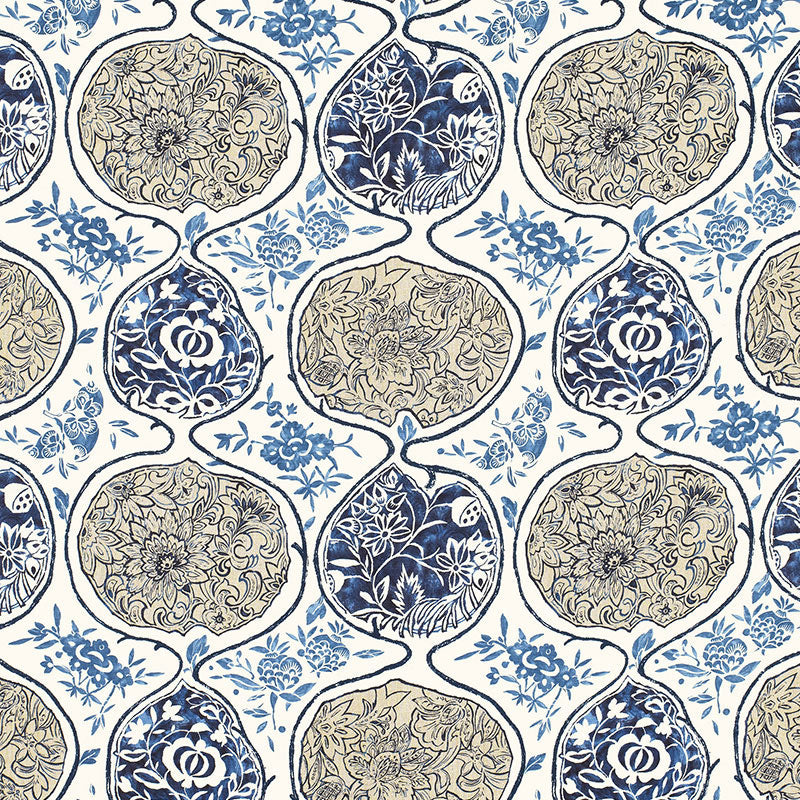 Schumacher Katsugi Blues Fabric 2620933