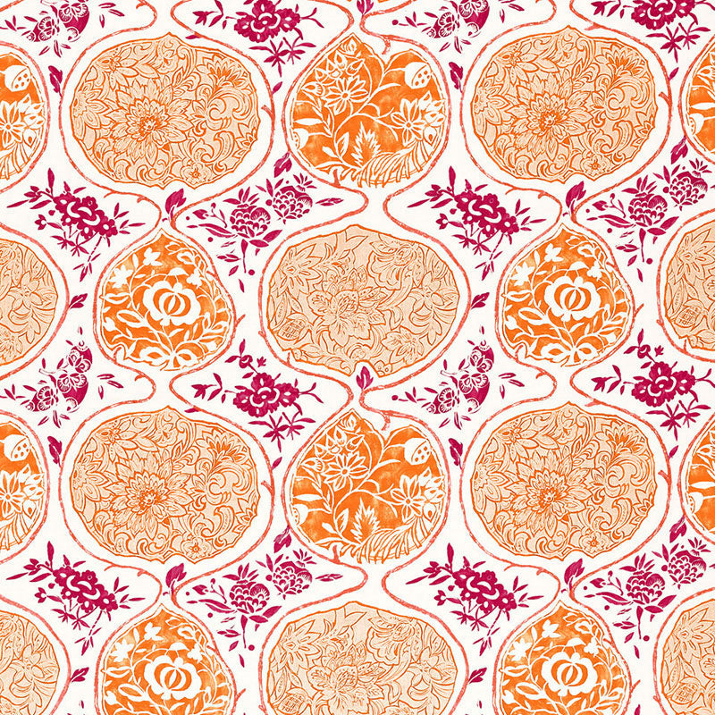 Schumacher Katsugi Tangerine & Berry Fabric 2620936