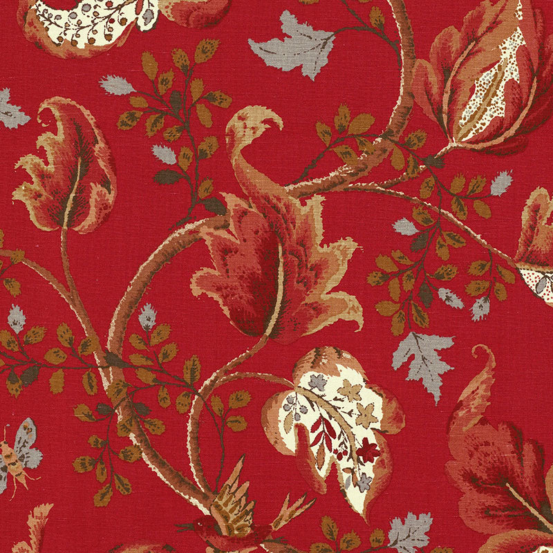 Schumacher Fox Hollow Tomato And Brass Fabric 2639646