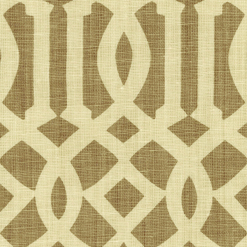 Schumacher Imperial Trellis Natural/Coffee Fabric 2643761