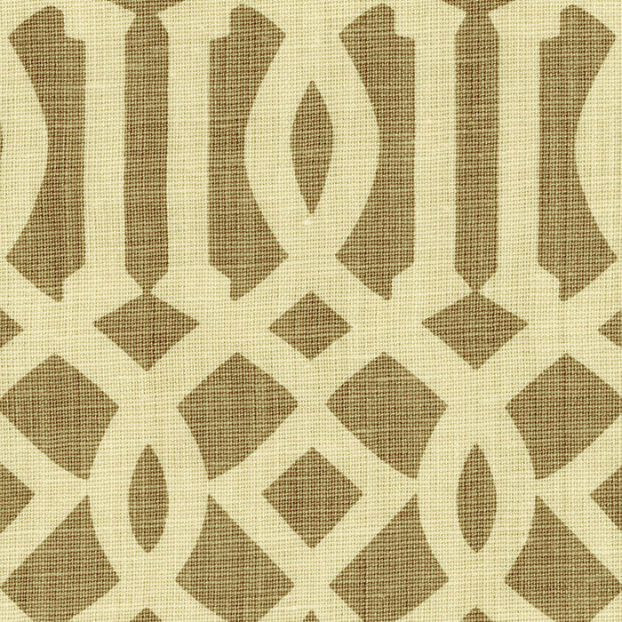 Schumacher Imperial Trellis Natural/Coffee Fabric Sample 2643761