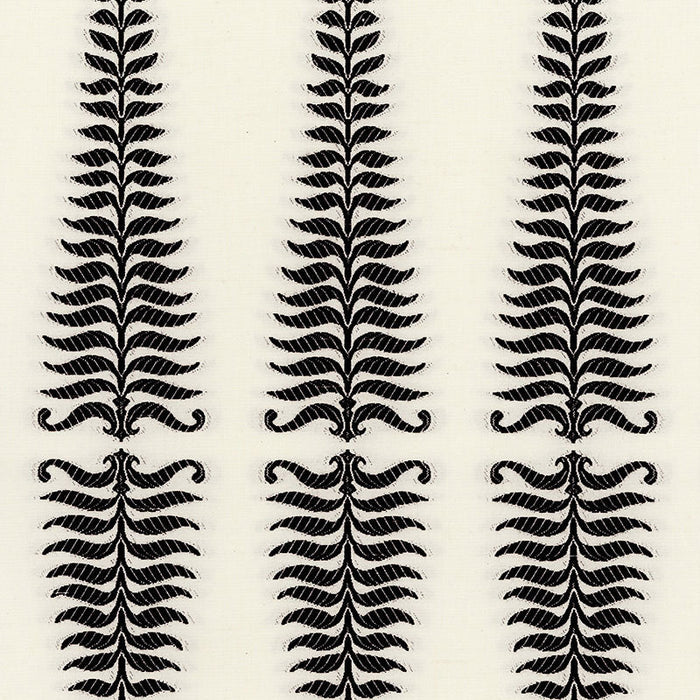 Schumacher Fern Tree Noir/Creme Fabric Sample 2643880