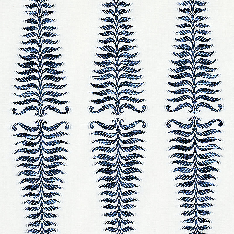 Schumacher Fern Tree Navy & White Fabric Sample 2643882