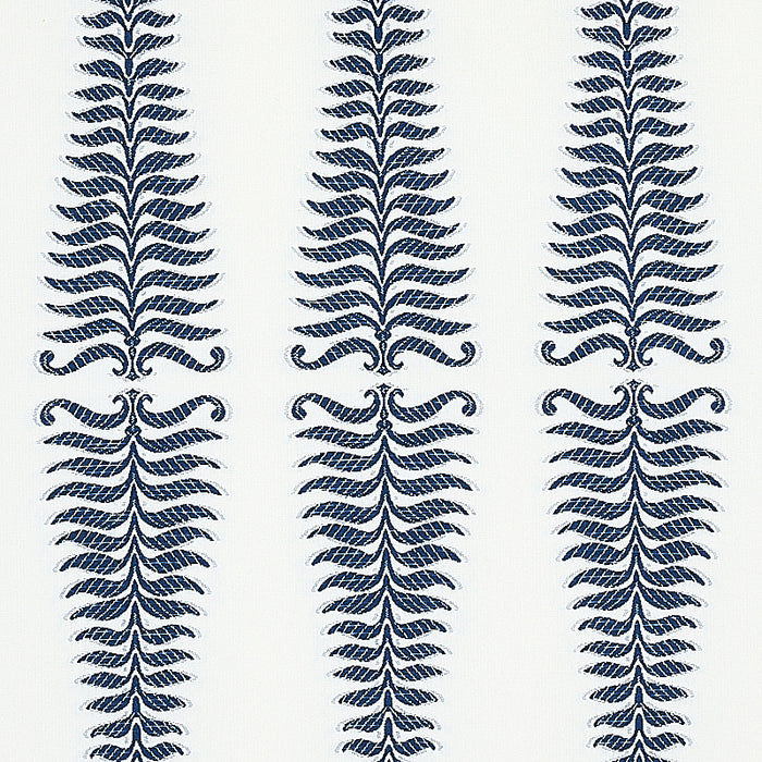 Schumacher Fern Tree Navy & White Fabric 2643882