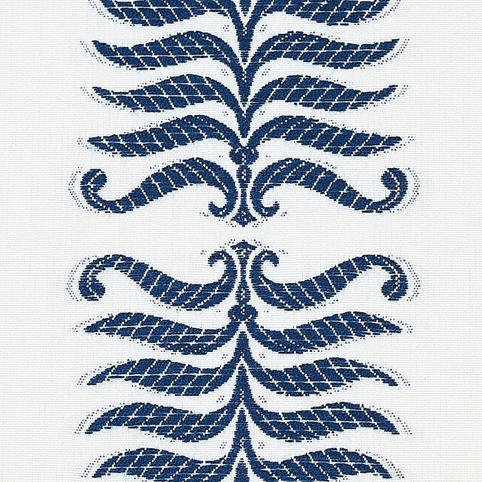 Schumacher Fern Tree Navy & White Fabric Sample 2643882