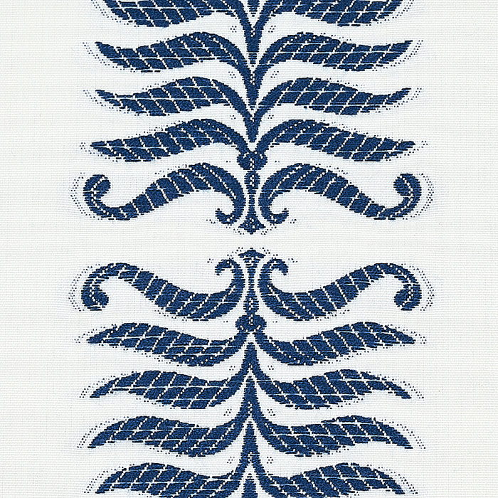 Schumacher Fern Tree Navy & White Fabric 2643882