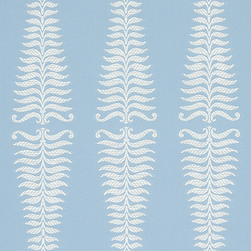 Schumacher Fern Tree Ivory & Sky Fabric Sample 2643884