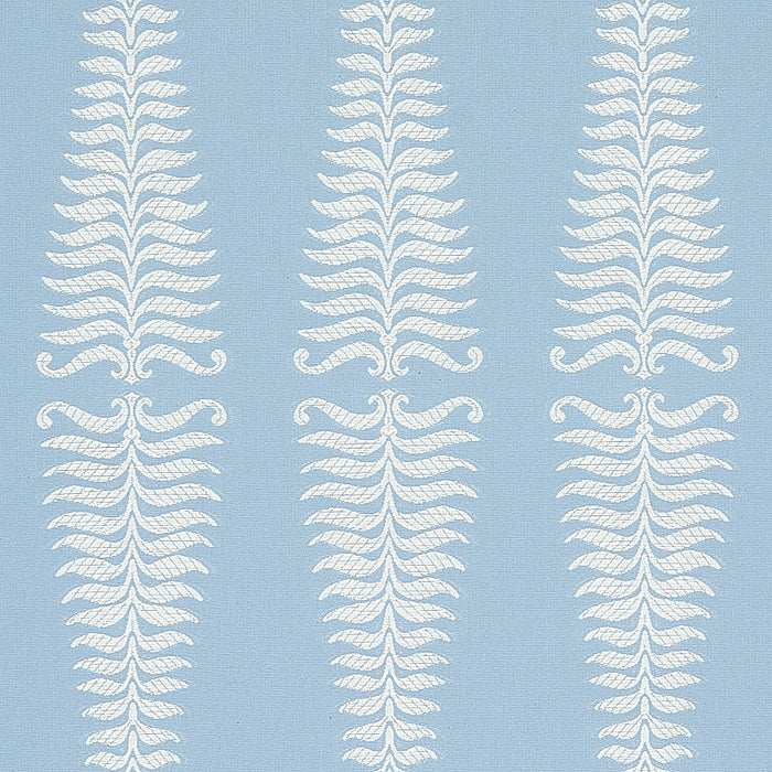 Schumacher Fern Tree Ivory & Sky Fabric Sample 2643884