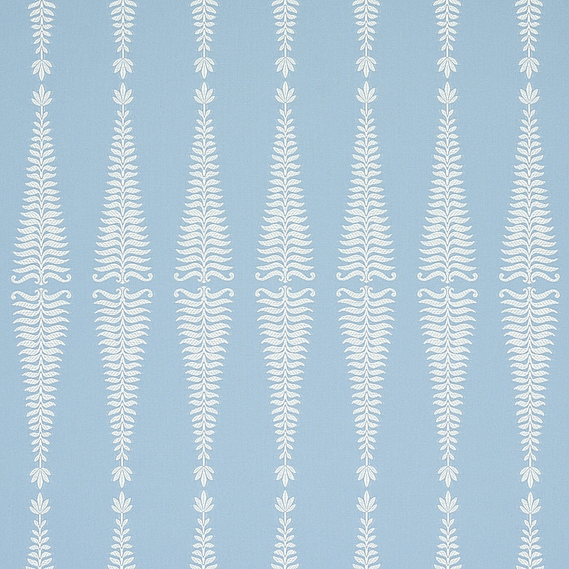 Schumacher Fern Tree Ivory & Sky Fabric 2643884