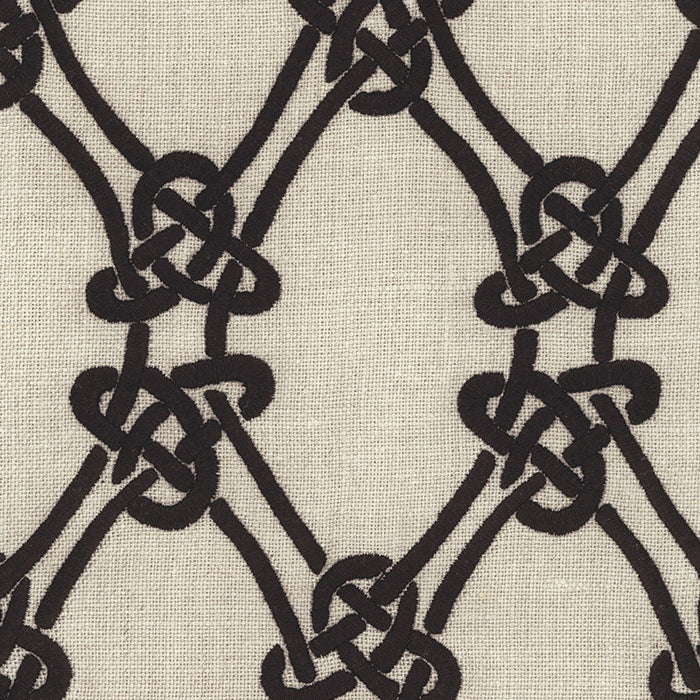 Schumacher Gordian Weave Ebony On Greige Fabric 2643920