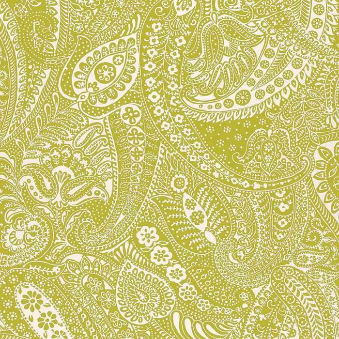 Schumacher Paisley Print Soft Chartreuse Fabric Sample 2644321