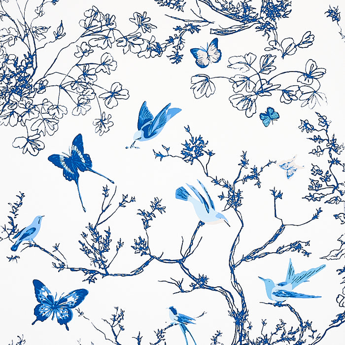 Schumacher Birds & Butterflies Porcelain Wallpaper 2704421