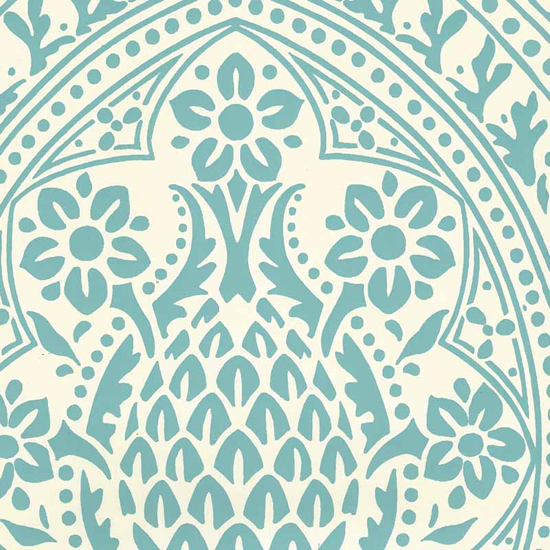 Quadrille Pina Dark Turquoise Wallpaper 302133W