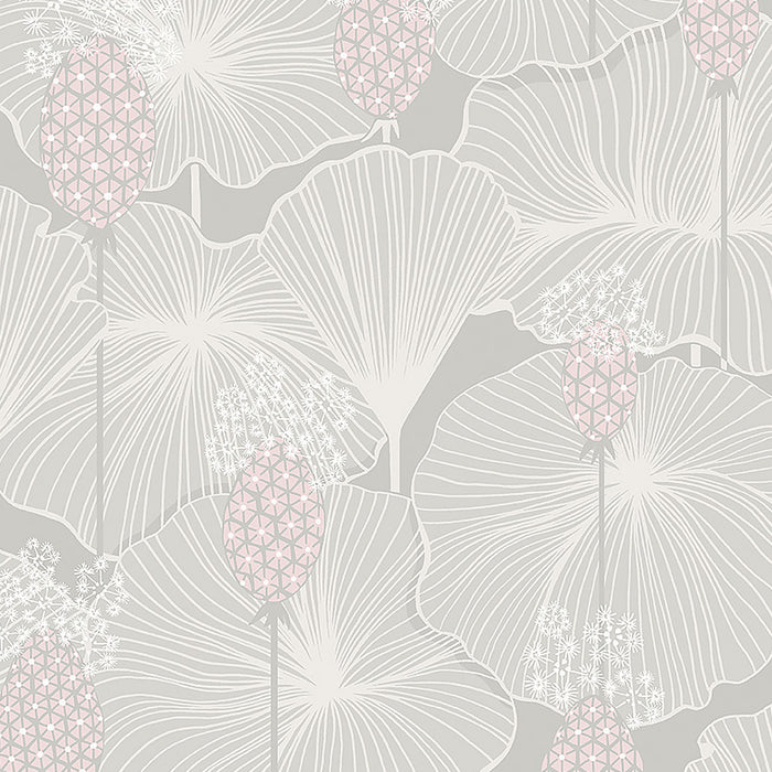 Schumacher Umbrella Leaves Grey Wallpaper 3120