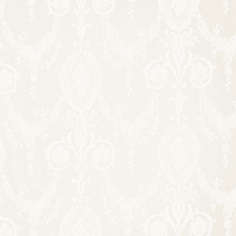 Schumacher Jacquard Madras Ivory Fabric 32645