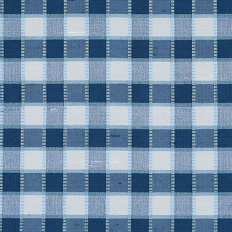 Schumacher Ingrid Silk Check Blue Fabric 3453004