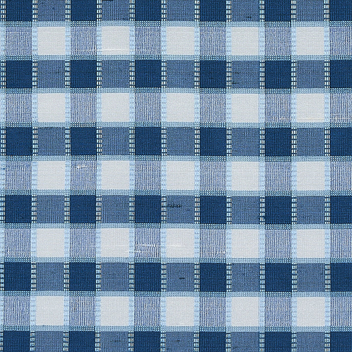 Schumacher Ingrid Silk Check Blue Fabric 3453004