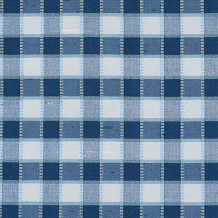 Schumacher Ingrid Silk Check Blue Fabric Sample 3453004