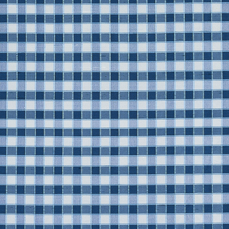 Schumacher Ingrid Silk Check Blue Fabric 3453004