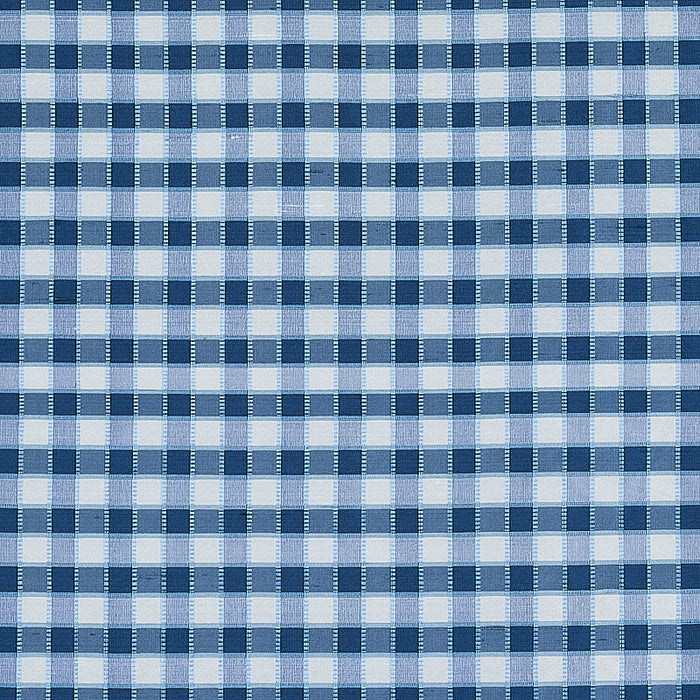 Schumacher Ingrid Silk Check Blue Fabric 3453004