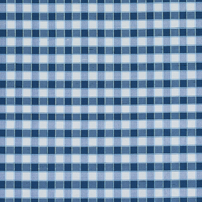 Schumacher Ingrid Silk Check Blue Fabric Sample 3453004