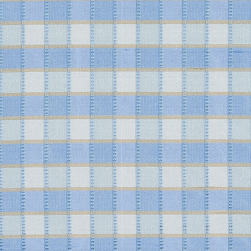 Schumacher Ingrid Silk Check Sky Fabric 3453005