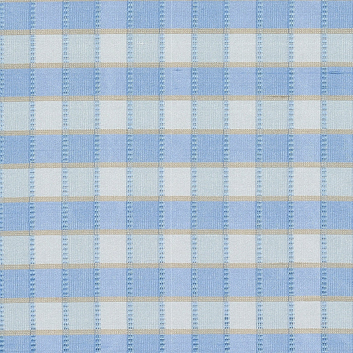 Schumacher Ingrid Silk Check Sky Fabric Sample 3453005