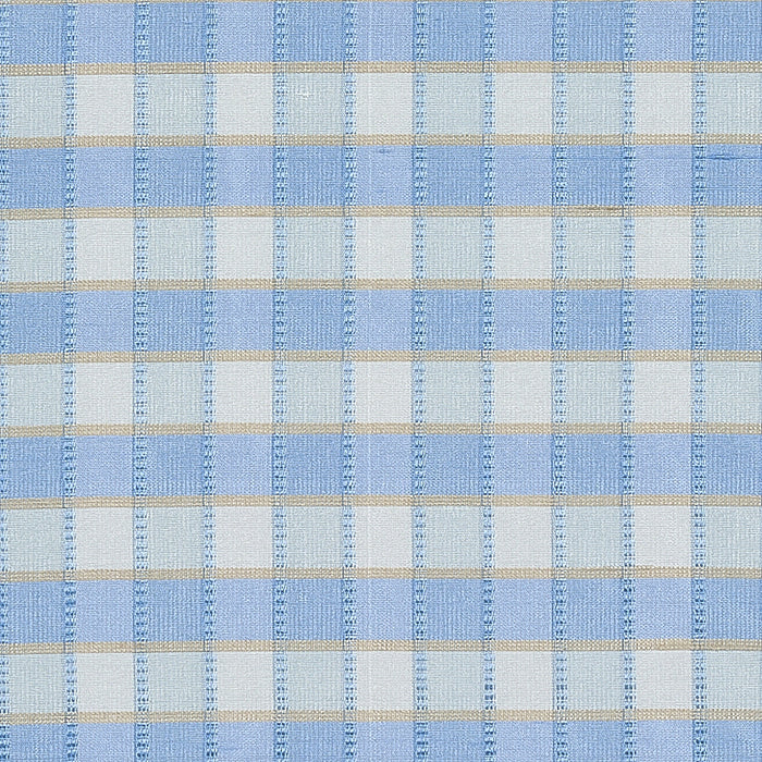 Schumacher Ingrid Silk Check Sky Fabric 3453005