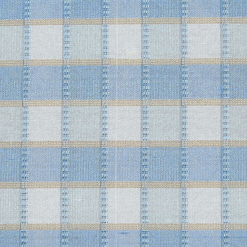 Schumacher Ingrid Silk Check Sky Fabric 3453005