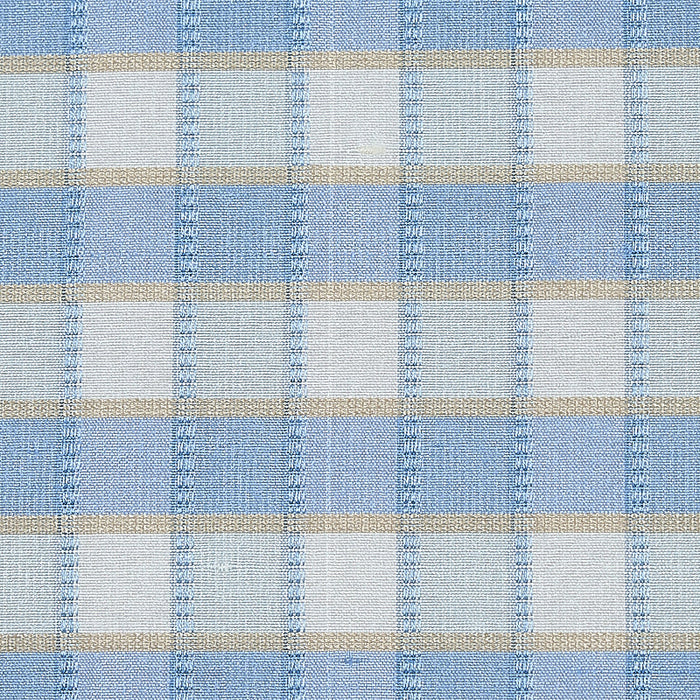 Schumacher Ingrid Silk Check Sky Fabric Sample 3453005