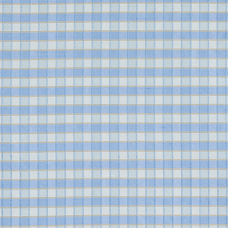 Schumacher Ingrid Silk Check Sky Fabric 3453005