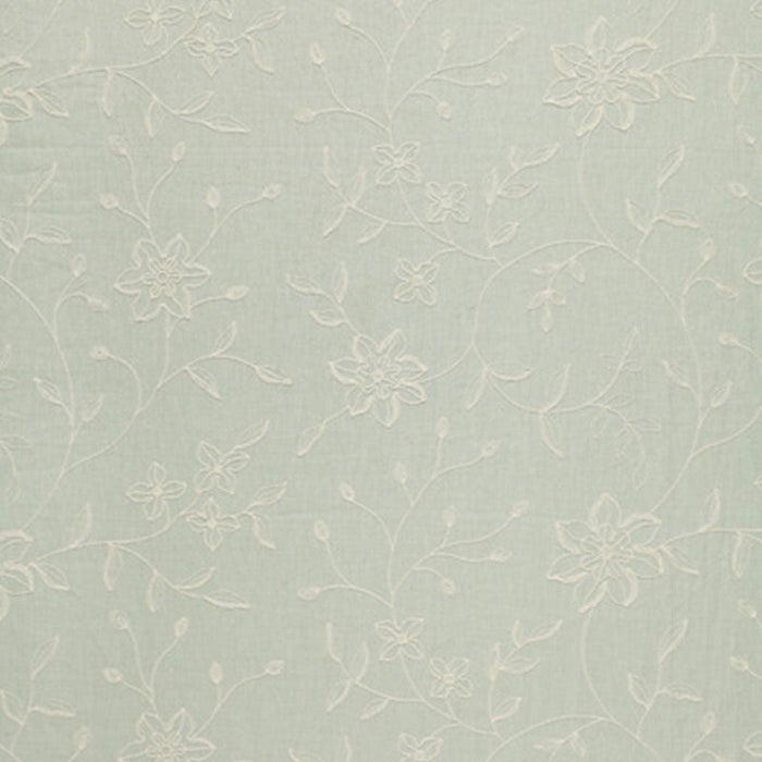 Schumacher Georgia Linen Embroidery Aqua Fabric Sample 3491000