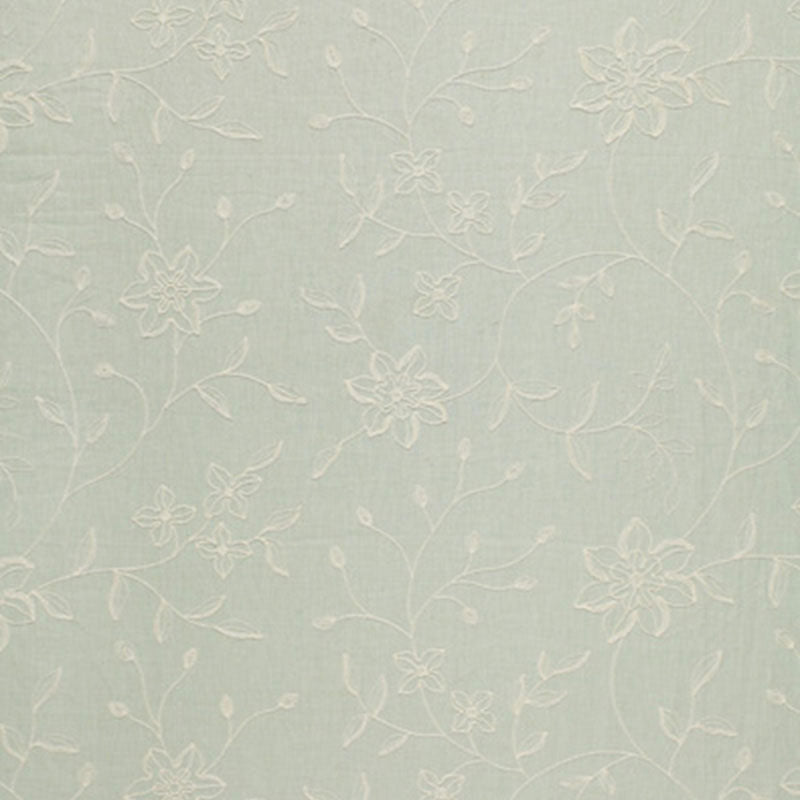 Schumacher Georgia Linen Embroidery Aqua Fabric 3491000