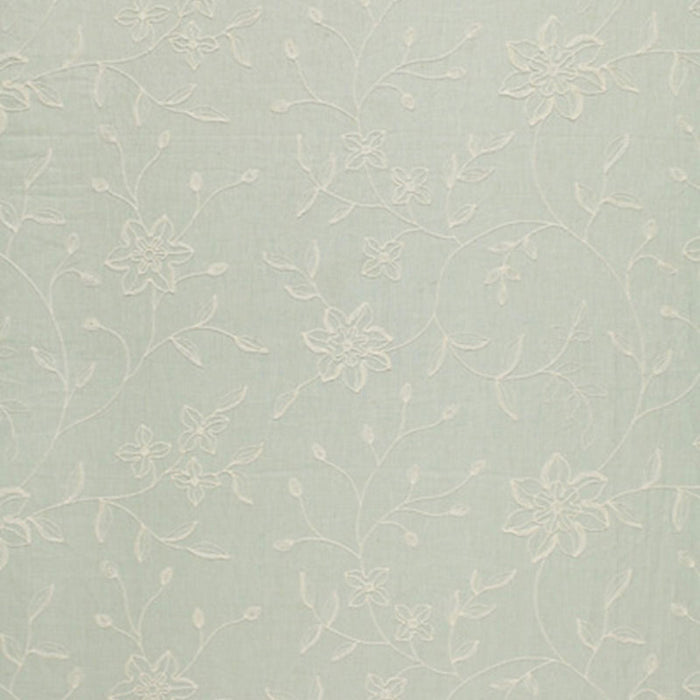 Schumacher Georgia Linen Embroidery Aqua Fabric 3491000