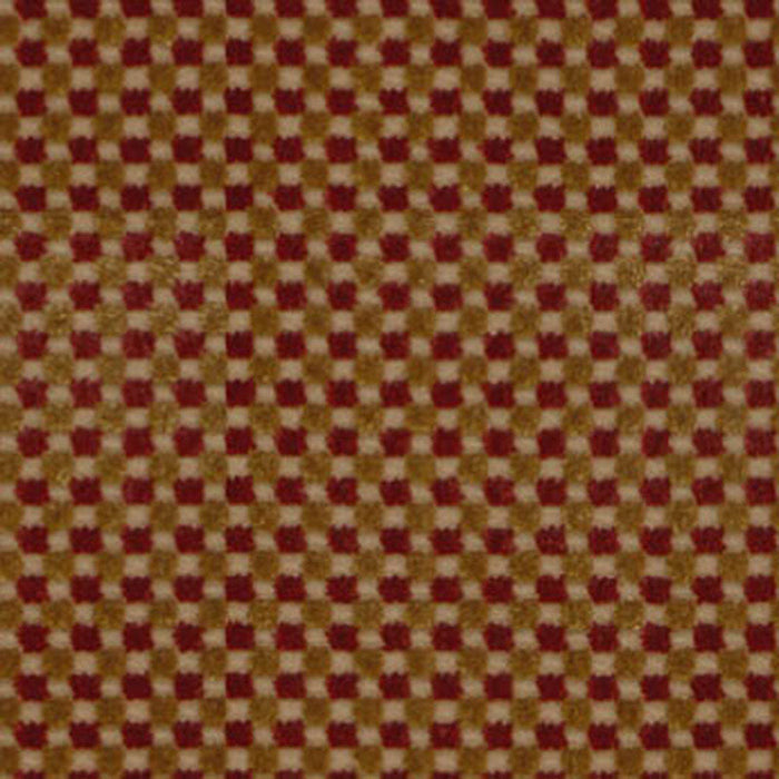 Schumacher Fenwick Check Velvet Red/Gold Fabric Sample 43551