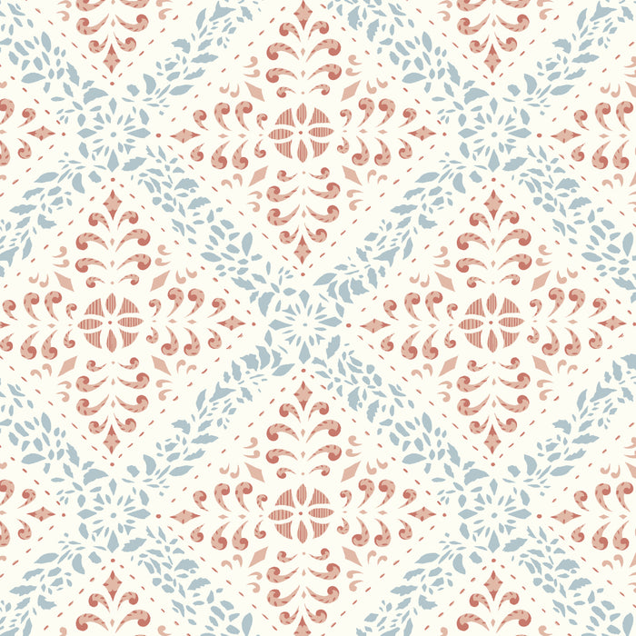 Schumacher Nyborg Blue And Red Wallpaper 4514