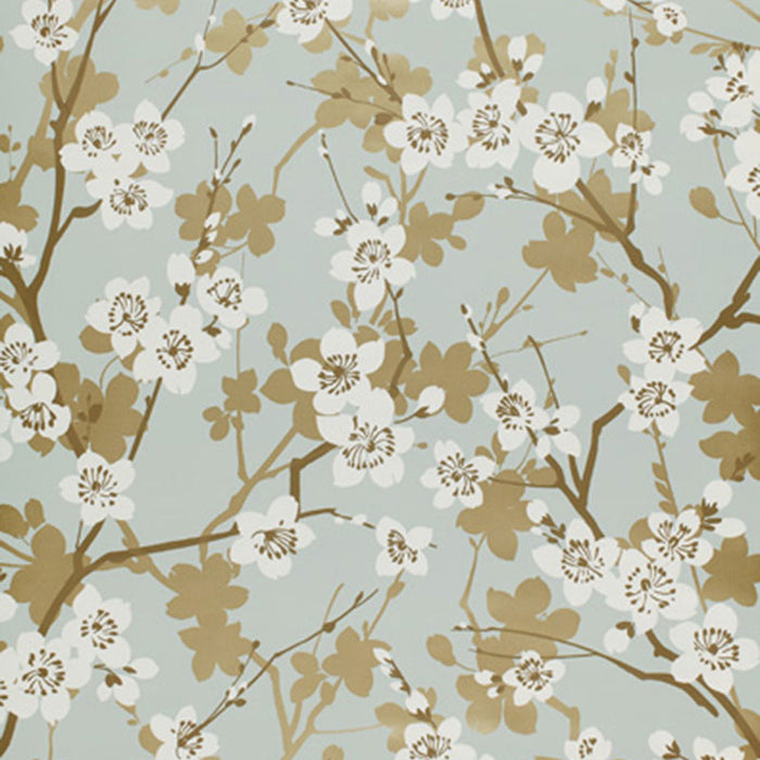 Schumacher Ming Cherry Blossom Aqua Wallpaper 5001070