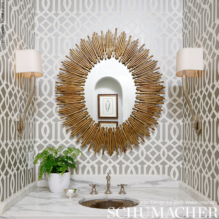 Schumacher Imperial Trellis Silver Wallpaper 5003362