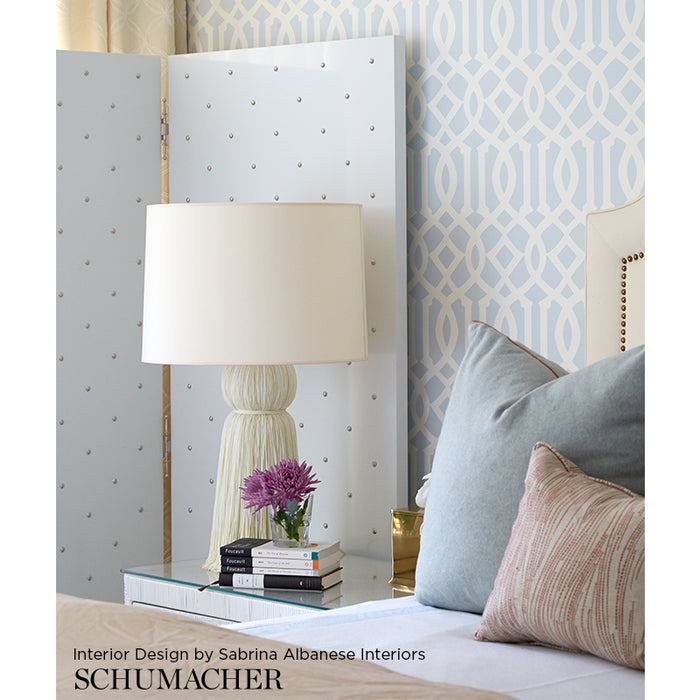 Schumacher Imperial Trellis Soft Aqua Wallpaper 5003363